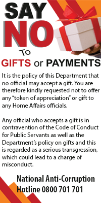 Say NO to gifts and payments